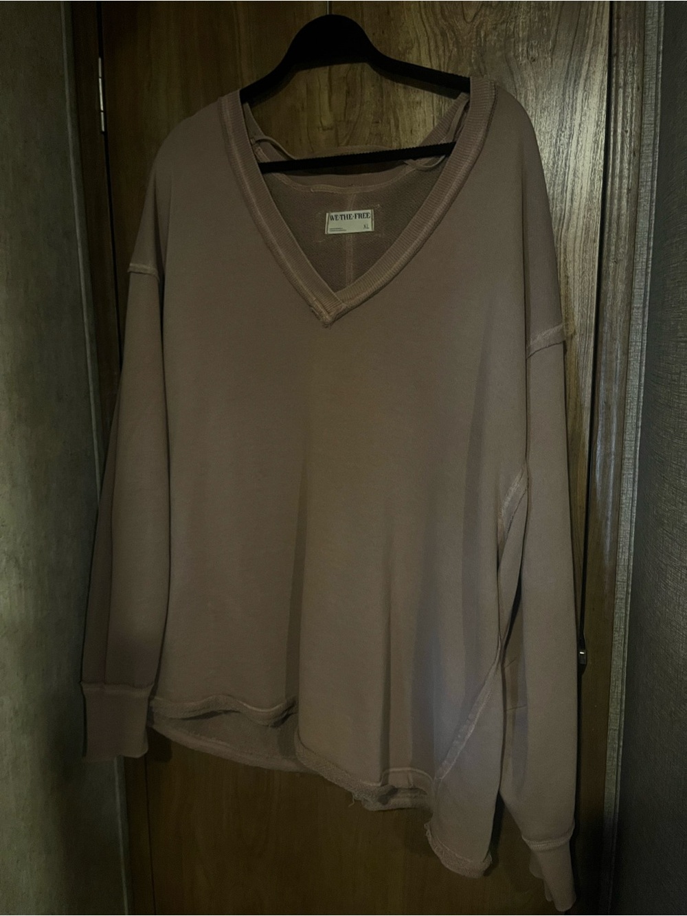 We The Free Oversized V-Neck Pullover in Brown